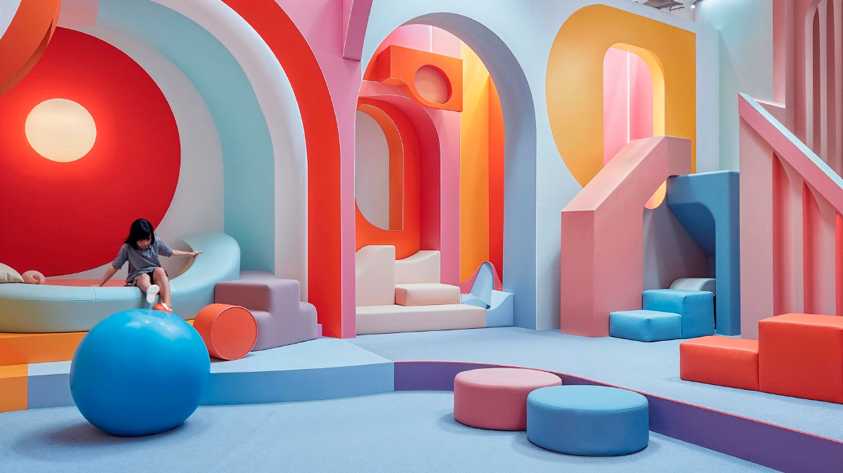 Playful-geometry-in-interiors-26 Мягкие платформы в форме пазла