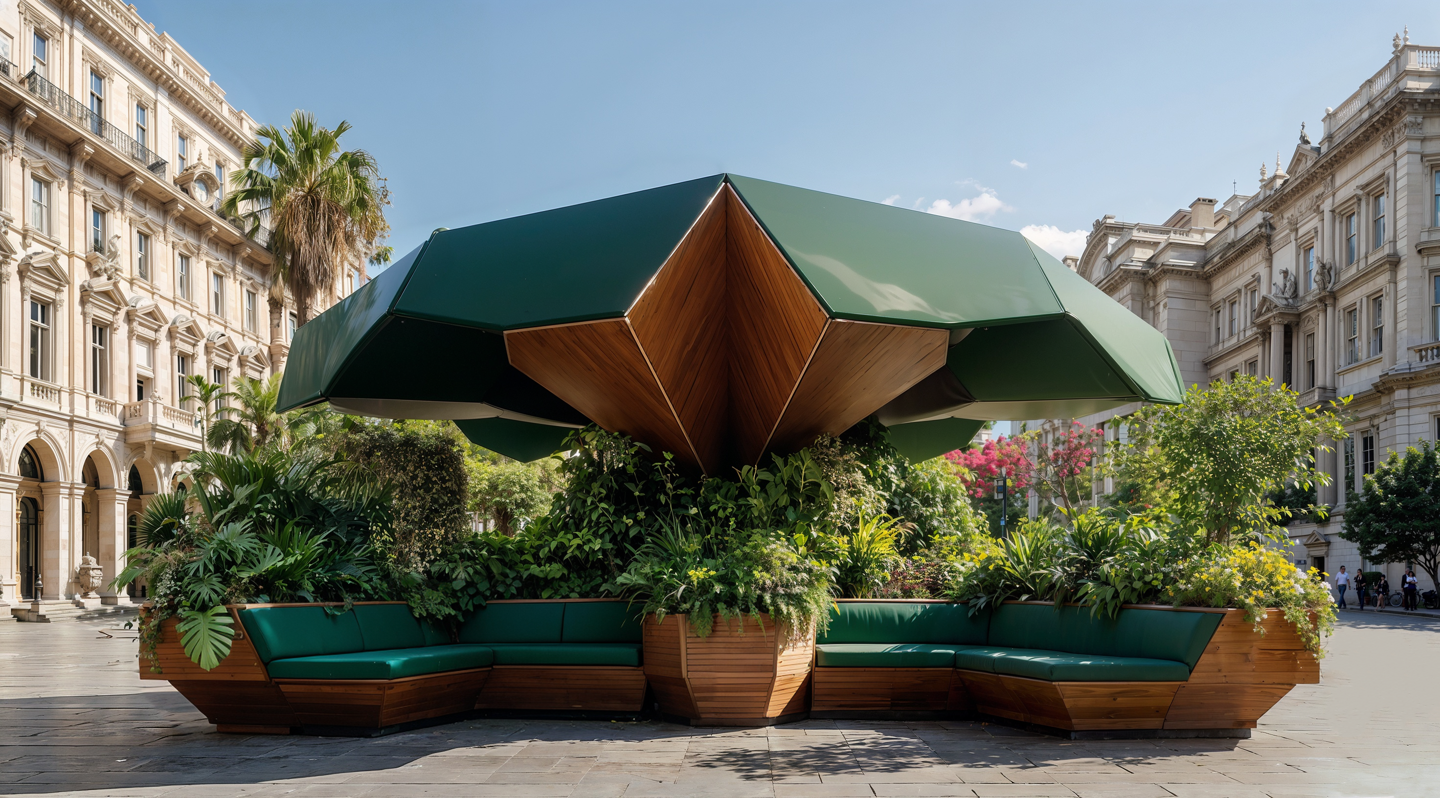 Modular and prefabricated urban rest areas 01